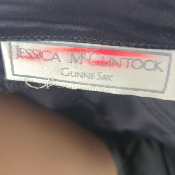 Jessica McClintock Gunne Sax Black Velvet & Purple Satin Long Sleeve Dress, Size - Picture 5 of 8